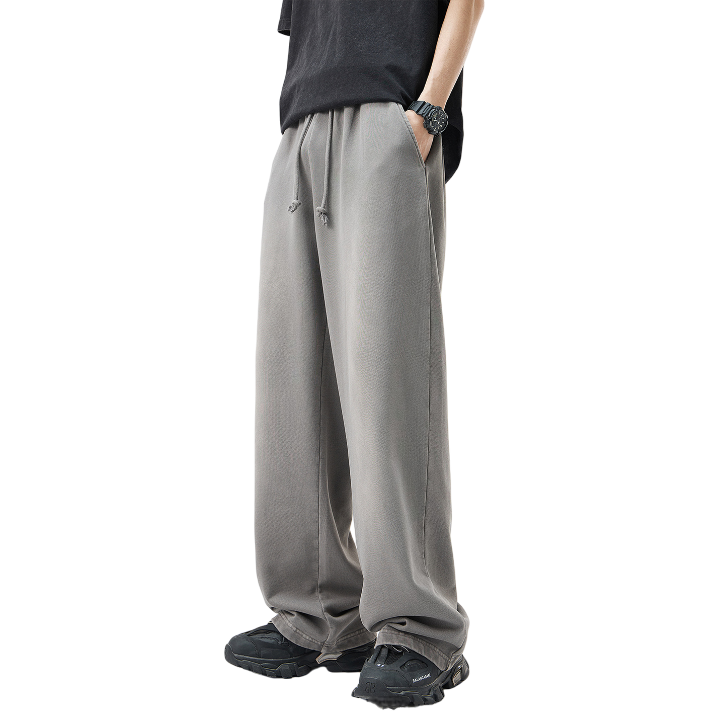 Baggy Washed Straight-Cut Sweatpants