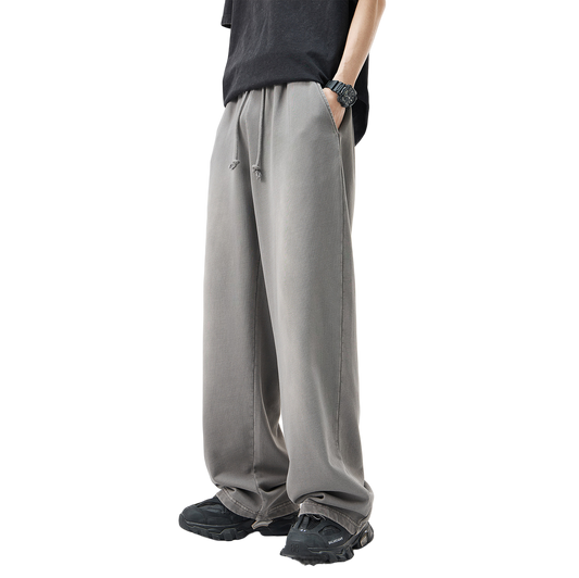 Baggy Washed Straight-Cut Sweatpants