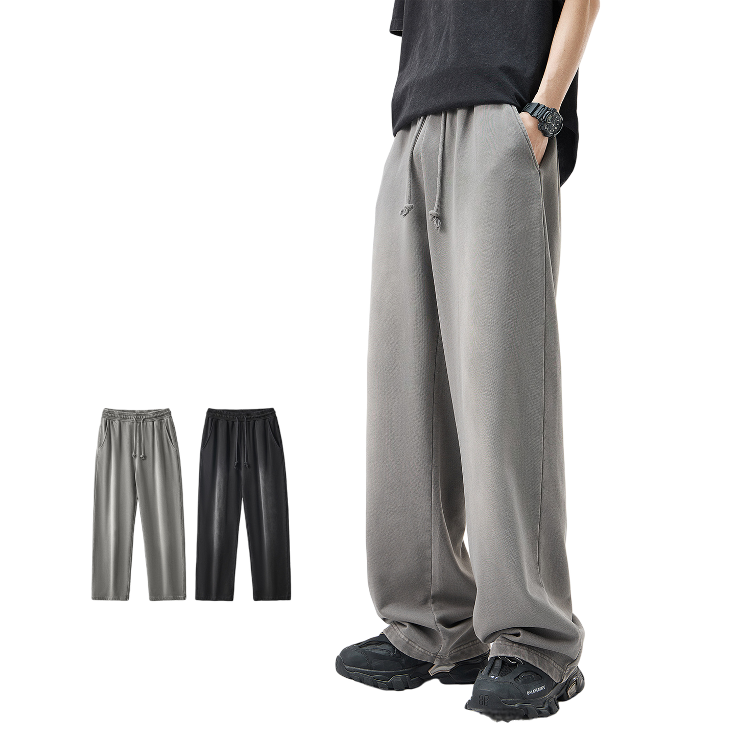 Baggy Washed Straight-Cut Sweatpants