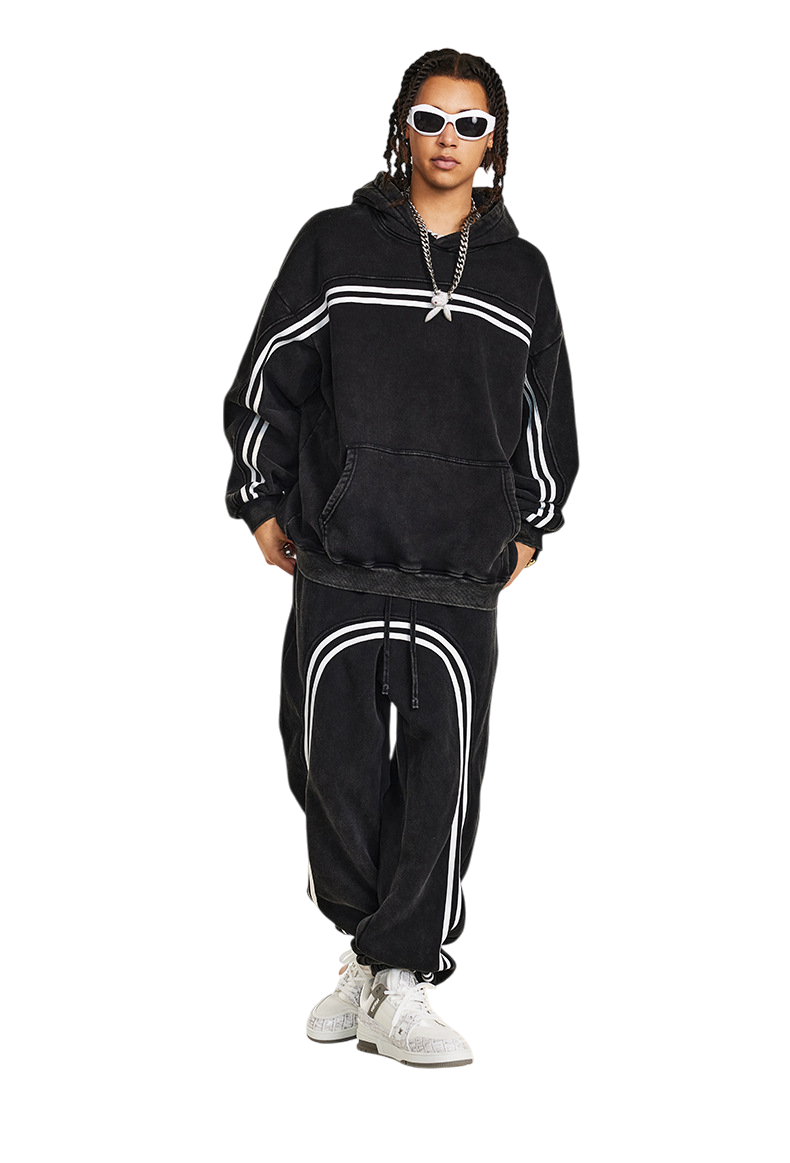 Stripe Washed Loose Fit Track Suit