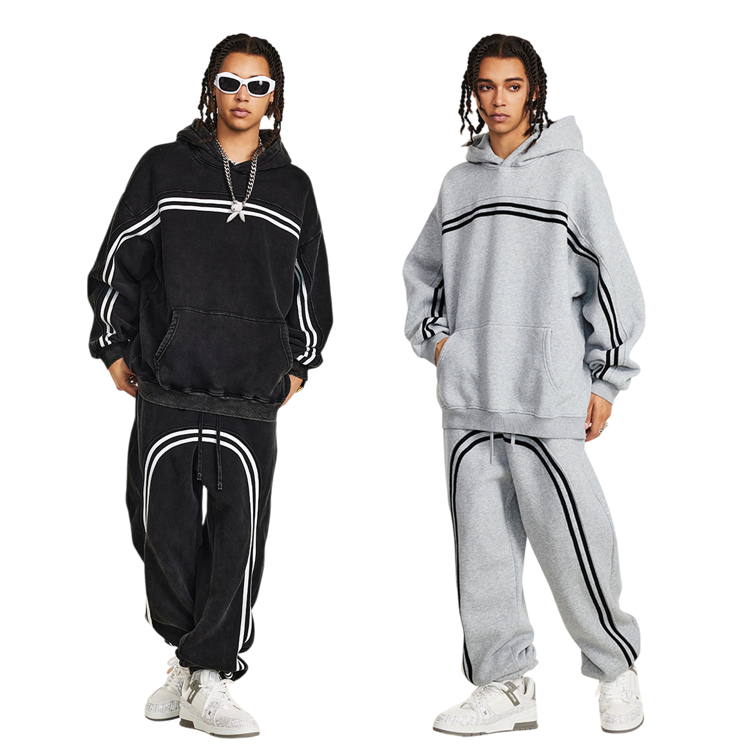 Stripe Washed Loose Fit Track Suit