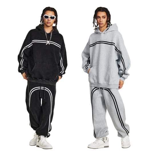 Stripe Washed Loose Fit Track Suit