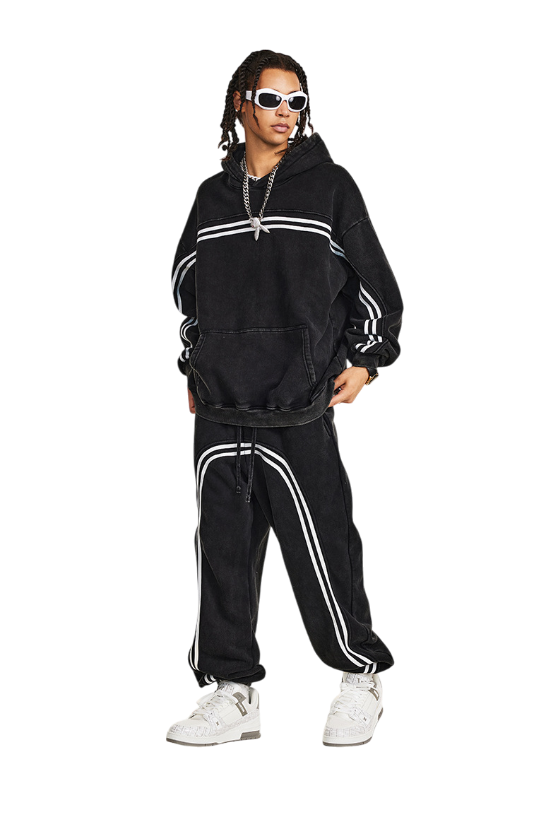 Stripe Washed Loose Fit Track Suit