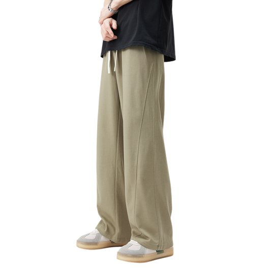 Splice Pattern Straight-Cut Sweatpants