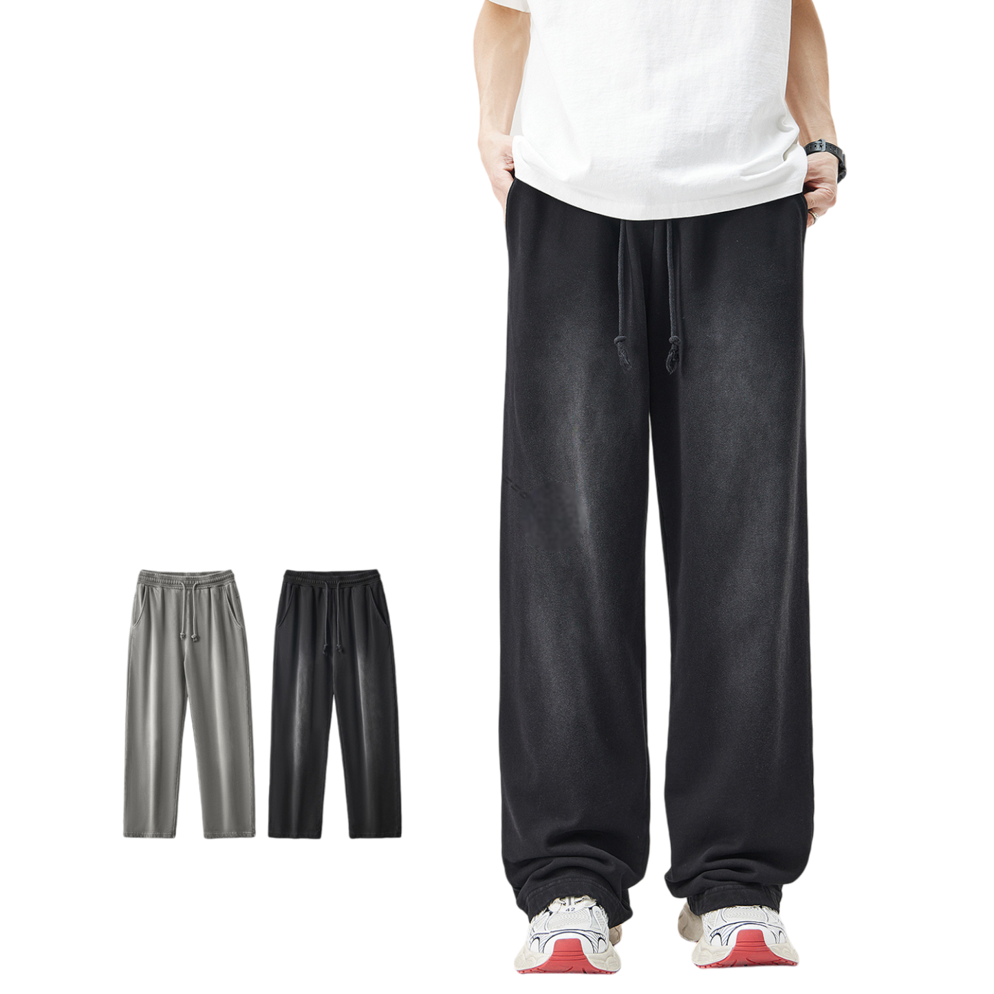 Baggy Washed Straight-Cut Sweatpants