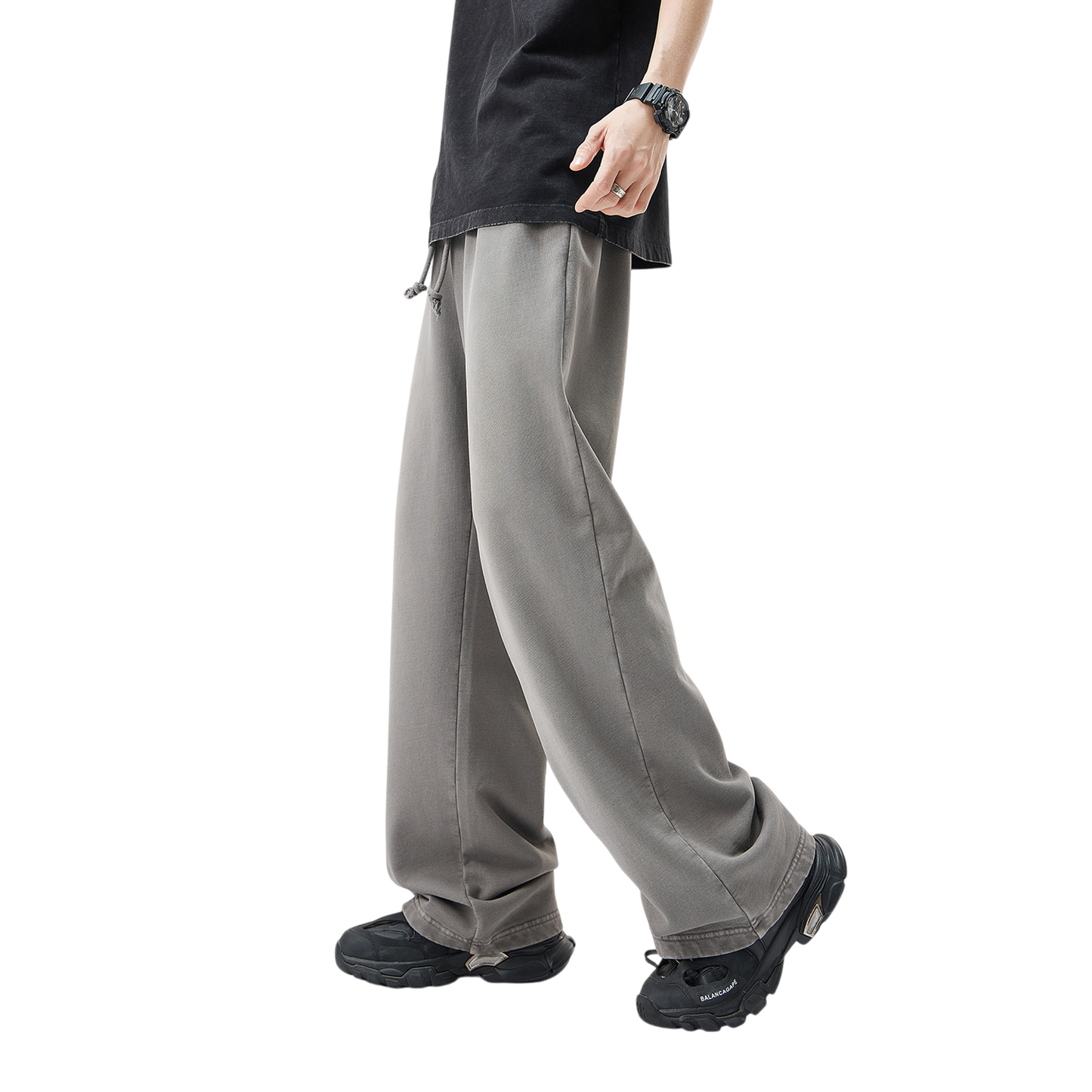 Baggy Washed Straight-Cut Sweatpants