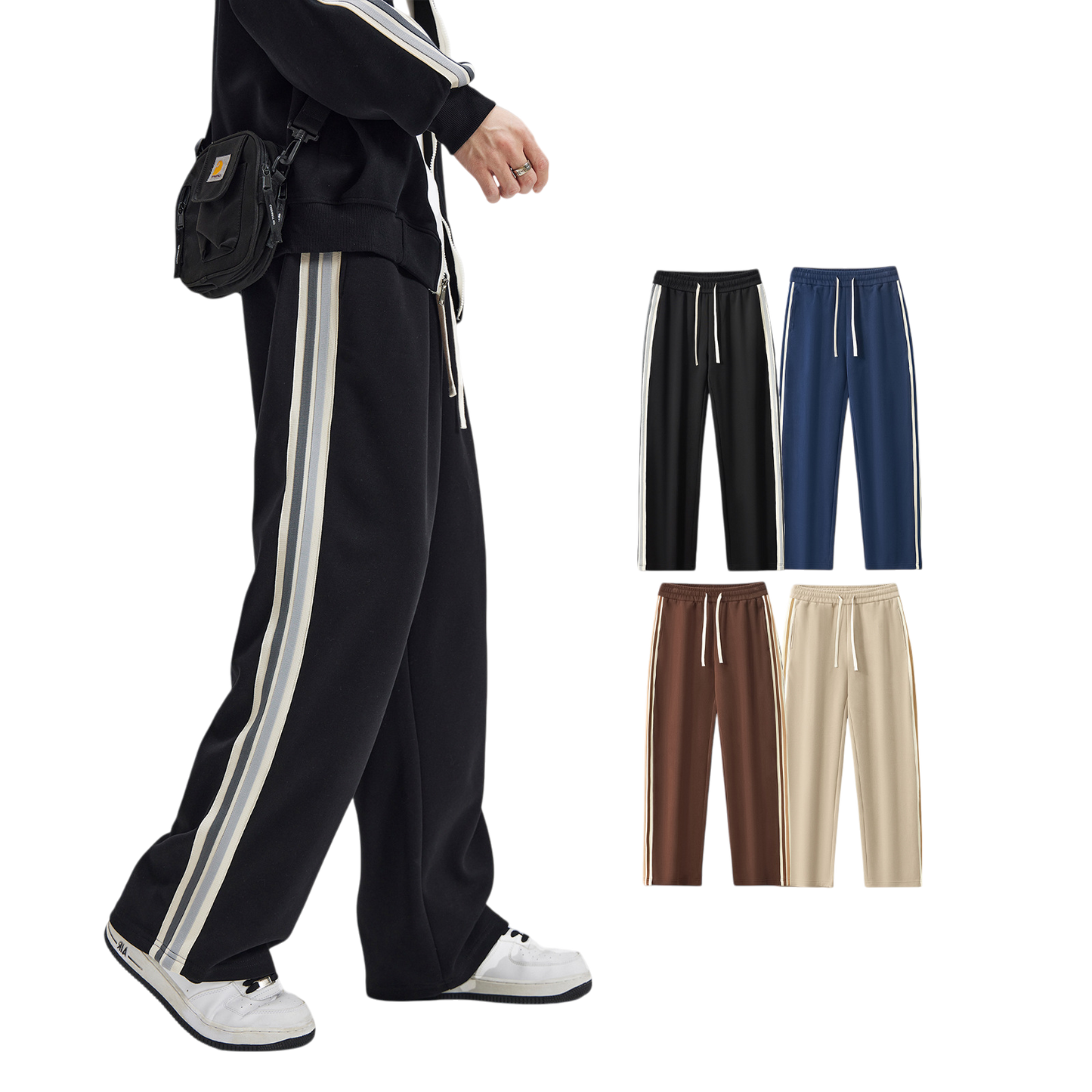 Stripe Straight-cut Sweatpants