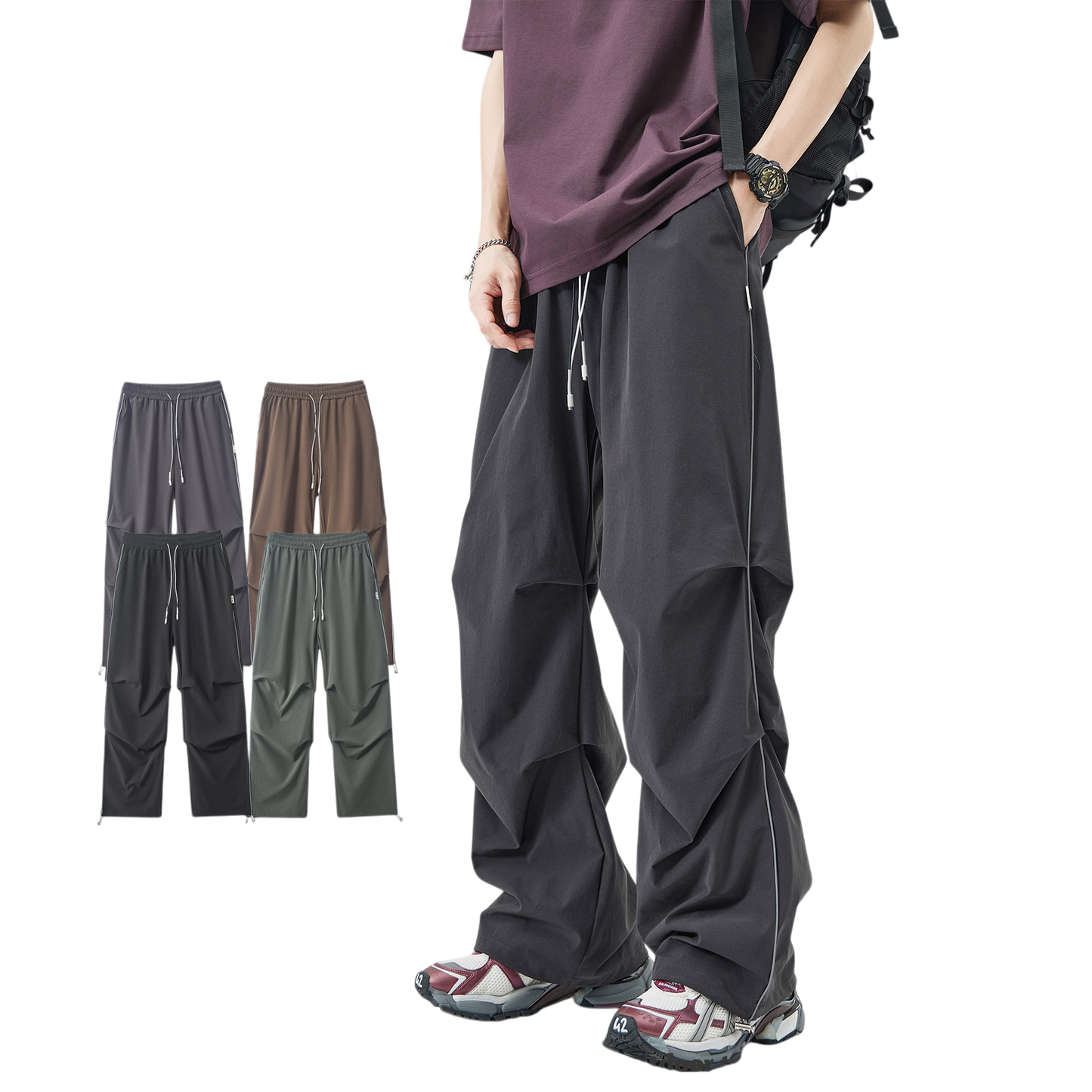 Corrugated Loose Fit Pants