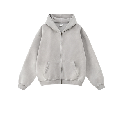 Washed Zipper Hoodie Tracksuit