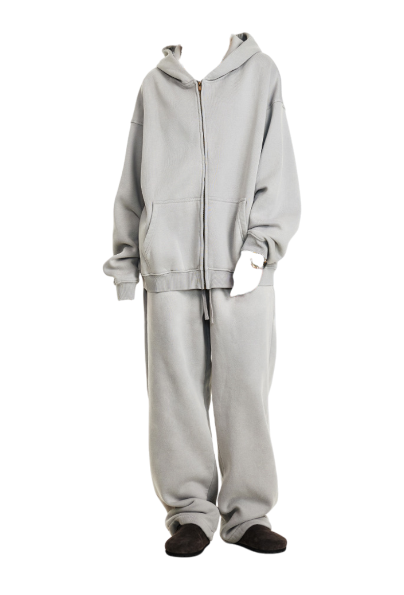 Washed Zipper Hoodie Tracksuit