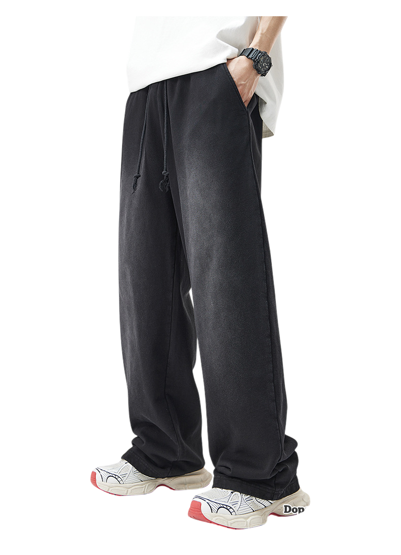 Baggy Washed Straight-Cut Sweatpants